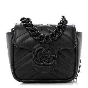 Gucci Calfskin Matelasse Monochrome GG Marmont Chain Mini Belt Bag